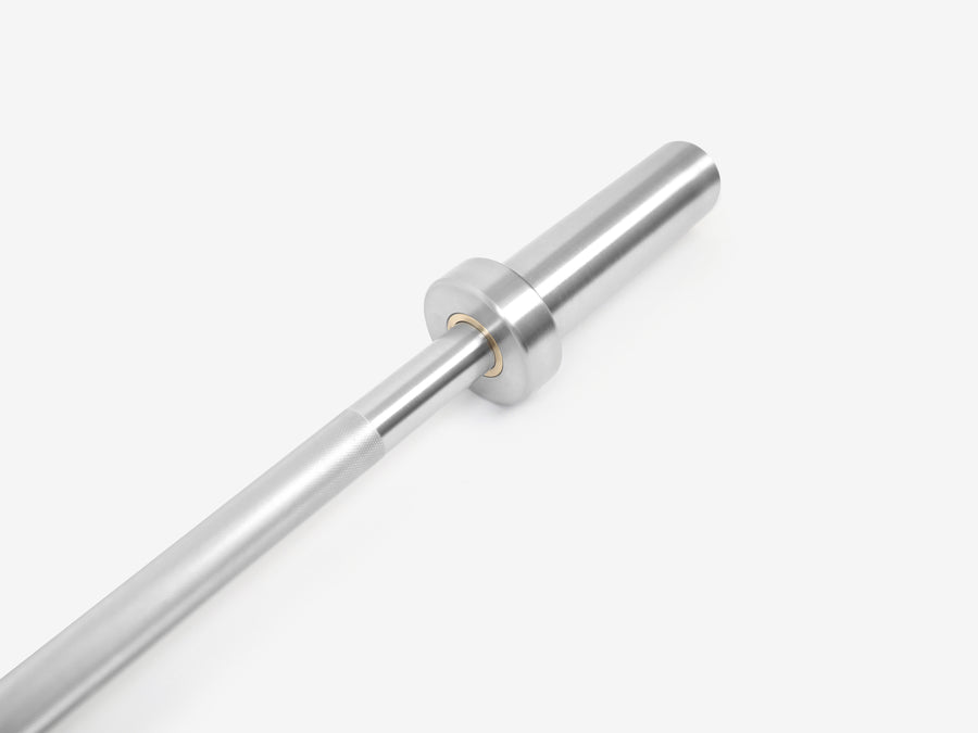 Close-up of one sleeve and the collar on the LUXIAOJUN 1.2M Straight Bar Hard Chrome