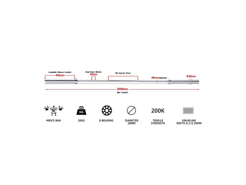 LUXIAOJUN E1 Bar 20KG - Men’s Multi-Purpose Performance Bar