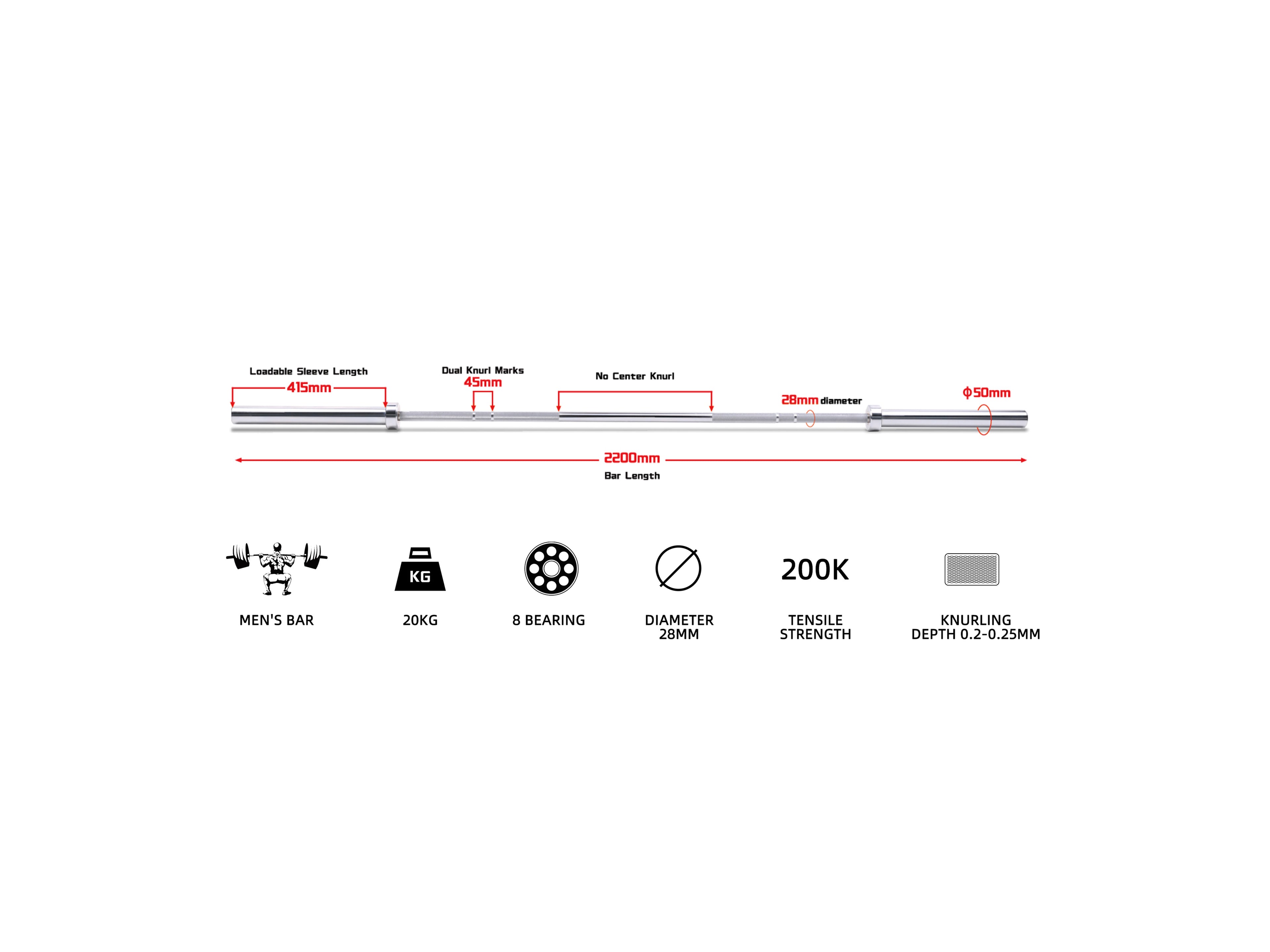 LUXIAOJUN E1 Bar 20KG - Men’s Multi-Purpose Performance Bar
