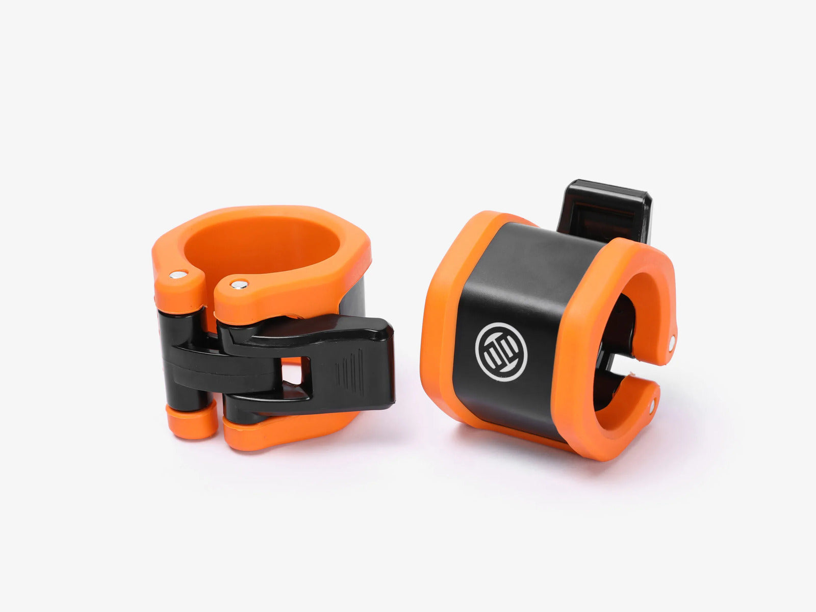 Orange And Black Barbell Collars Designed For 50mm Olympic Barbell Sleeves