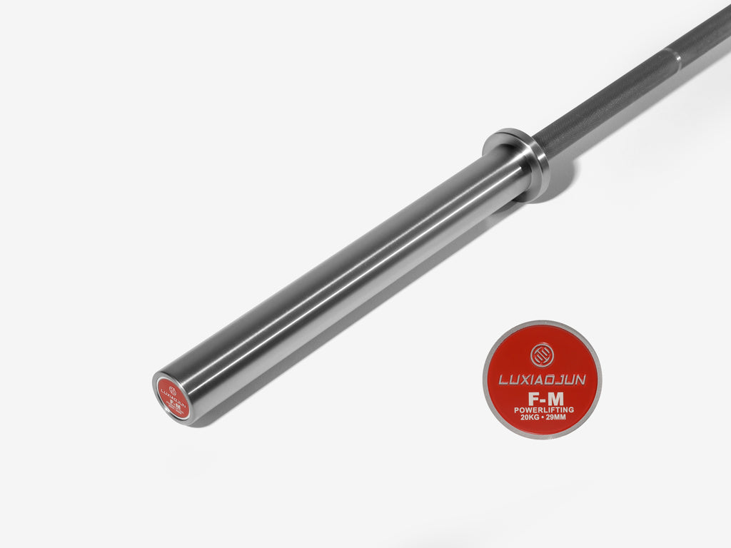 LUXIAOJUN 20KG Mastery Stainless Steel Power Bar end with removable sleeve cap detail