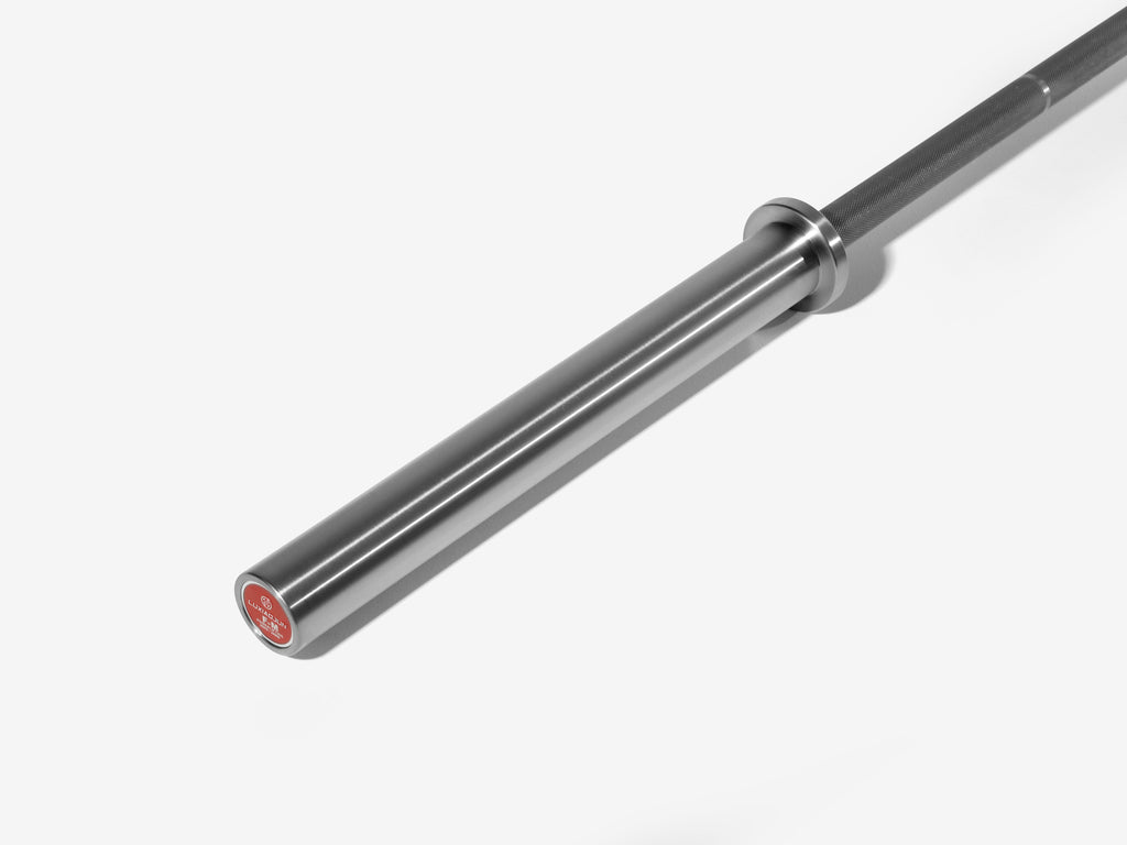 Angled view of LUXIAOJUN 20KG Mastery Stainless Steel Power Bar shaft and loadable sleeve