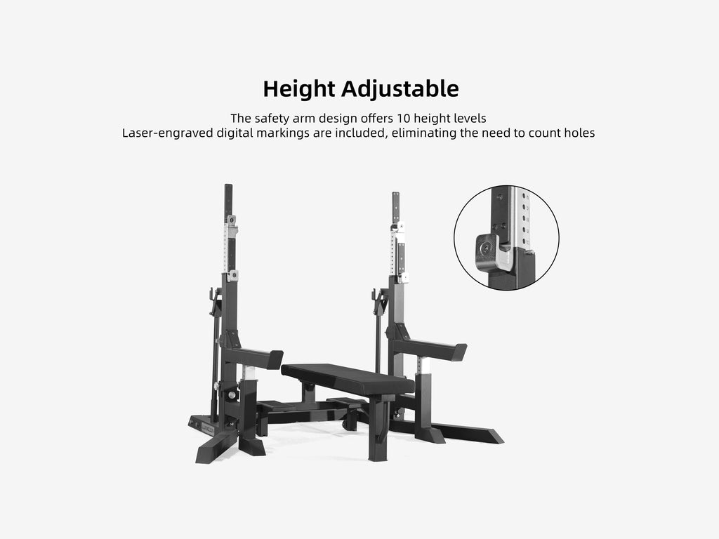 LUXIAOJUN Competition Power Rack with 10-level height adjustable safety arms and digital markings