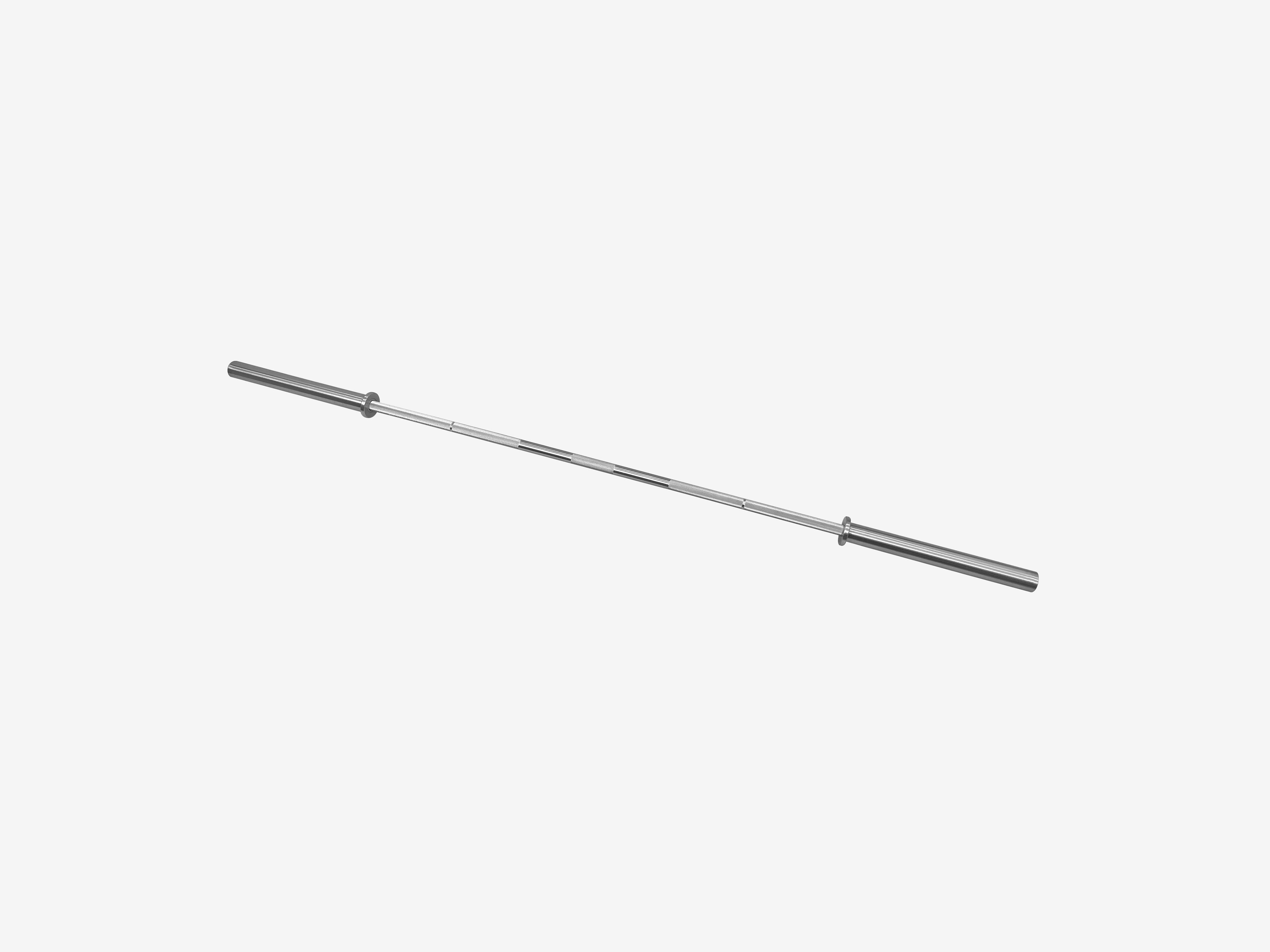 Angled full view of LUXIAOJUN E Power Bar hard chrome showing knurl markings