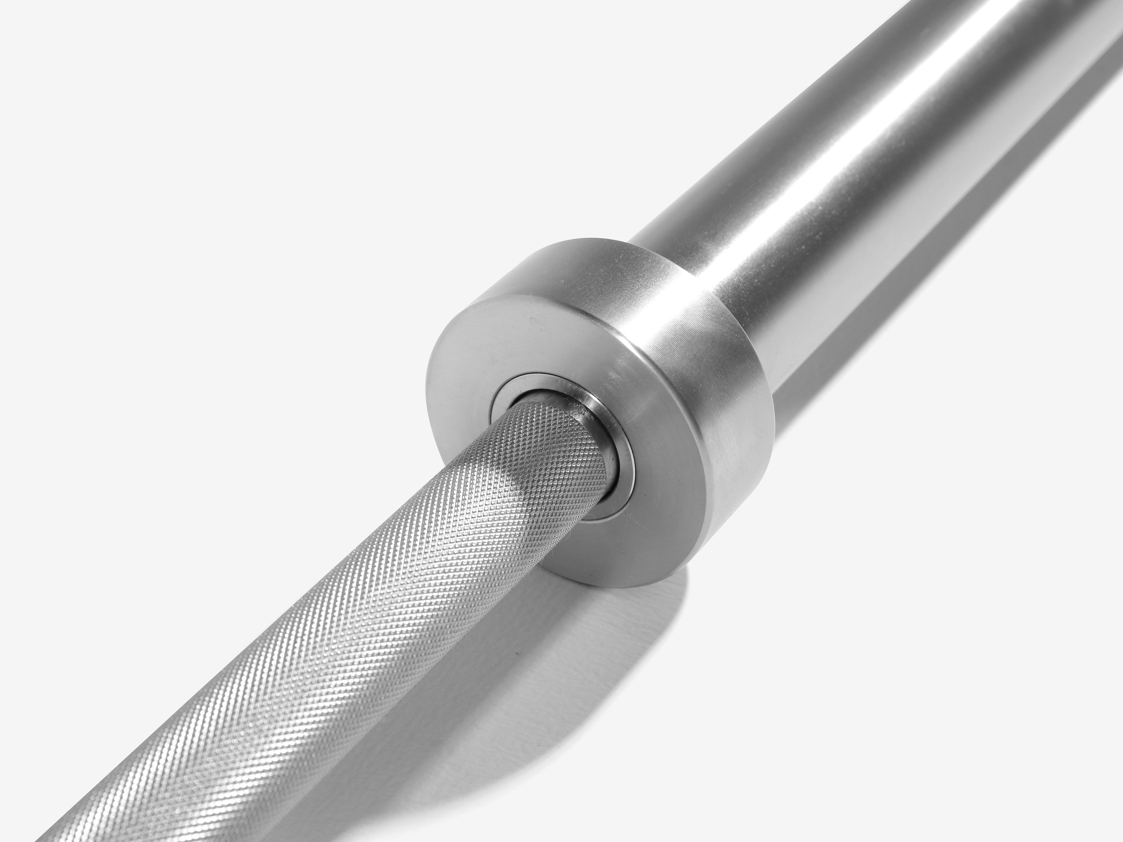 Side view of loadable sleeve end on LUXIAOJUN Olympic Weightlifting Training Bar