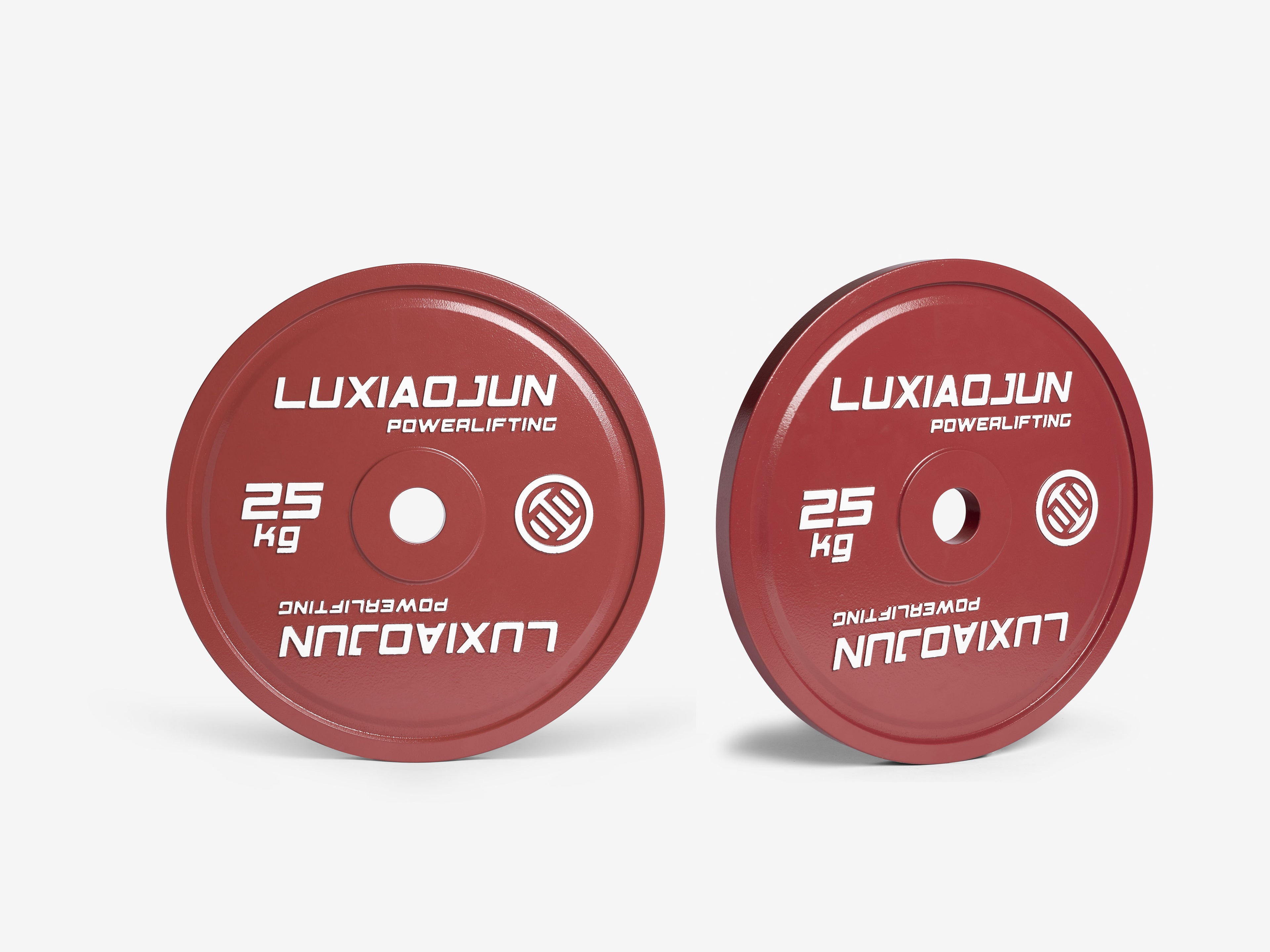LUXIAOJUN Powerlifting Competition Plates 25kg pair in red