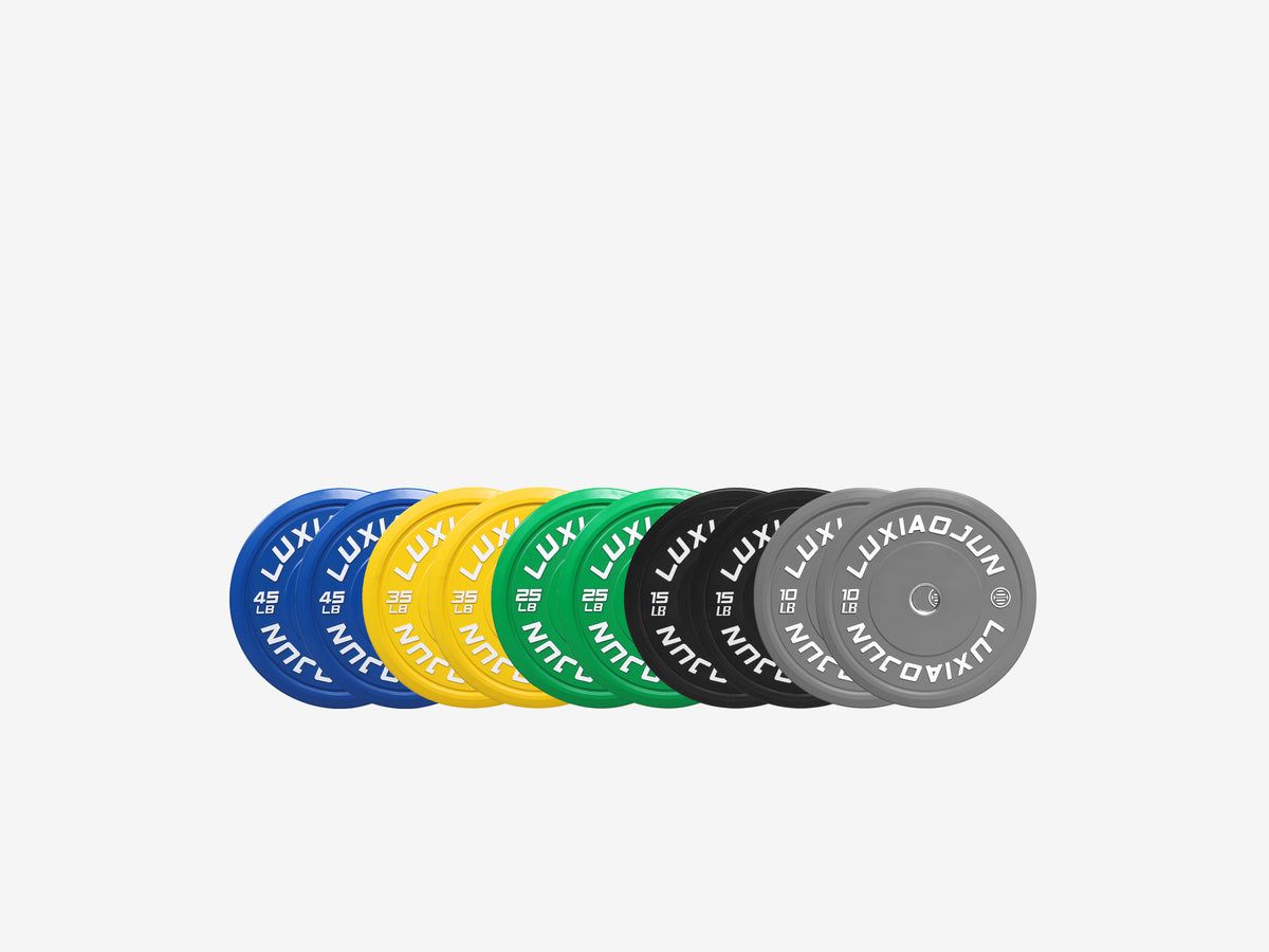 LUXIAOJUN TQ Color Rubber Training Plates 260LB set, one pair each of 10, 15, 25, 35 and 45 LB