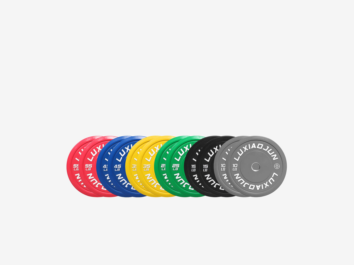 LUXIAOJUN TQ Color Rubber Training Plates 370LB set, one pair each of 10, 15, 25, 35, 45 and 55 LB